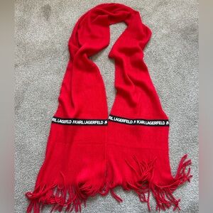 Karl Lagerfeld Red Scarf with Black Logo Band